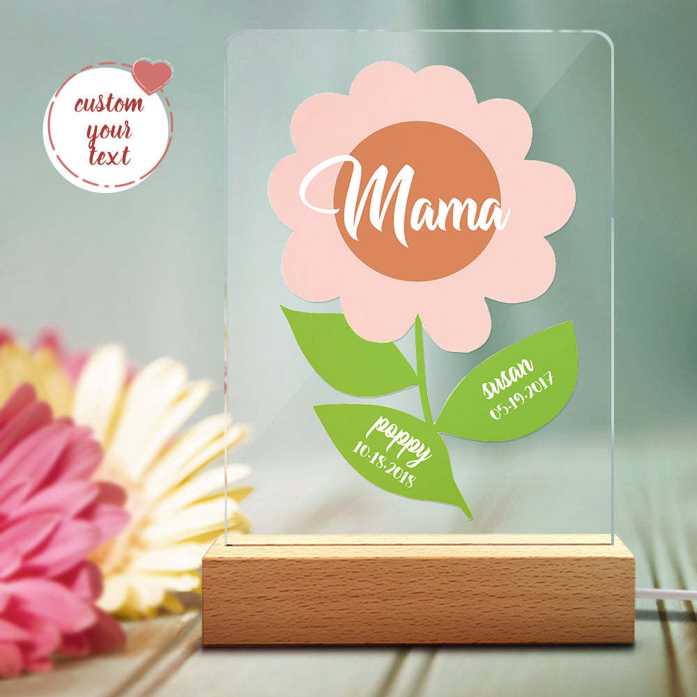 Cadeau Personnalisé De Lampe Acrylique De Nom Et De Date Pour Maman - soufeelfr