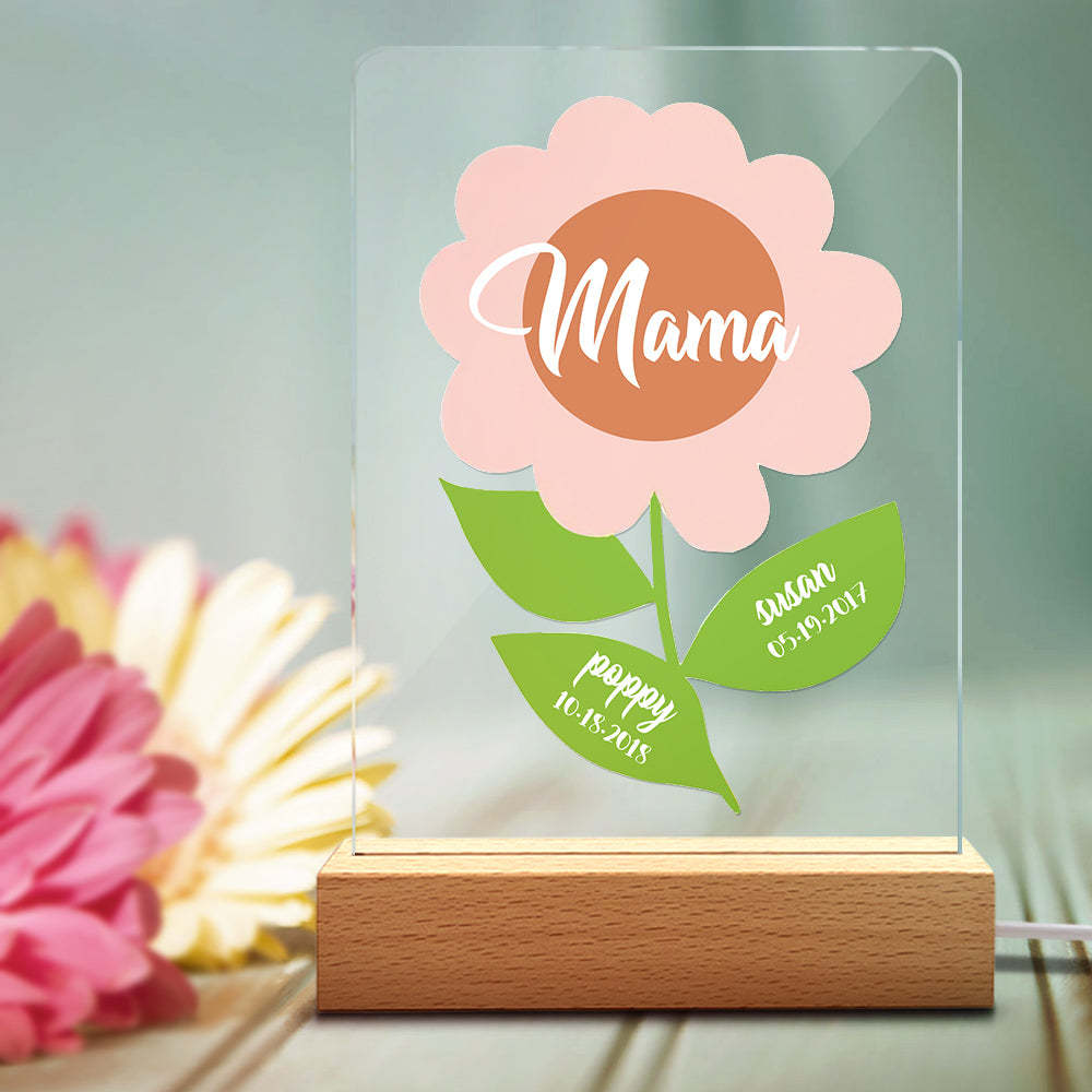 Cadeau Personnalisé De Lampe Acrylique De Nom Et De Date Pour Maman - soufeelfr