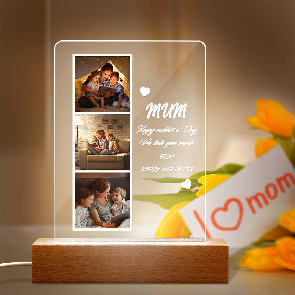 Cadeau Personnalisé De Lampe Veilleuse Acrylique Avec Photo Et Nom Pour Maman - soufeelfr
