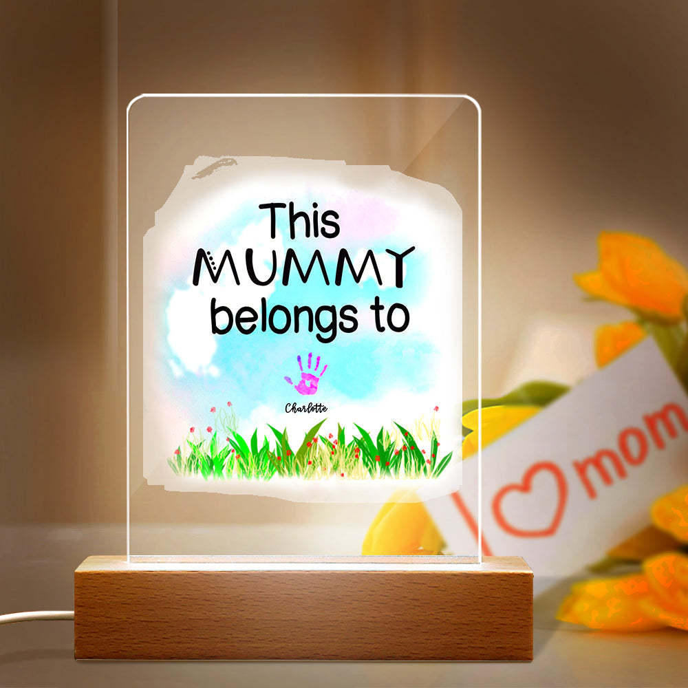 Cadeau Personnalisé De Lampe D'empreinte De Main De Lumière De Nuit De Nom Pour La Mère - soufeelfr