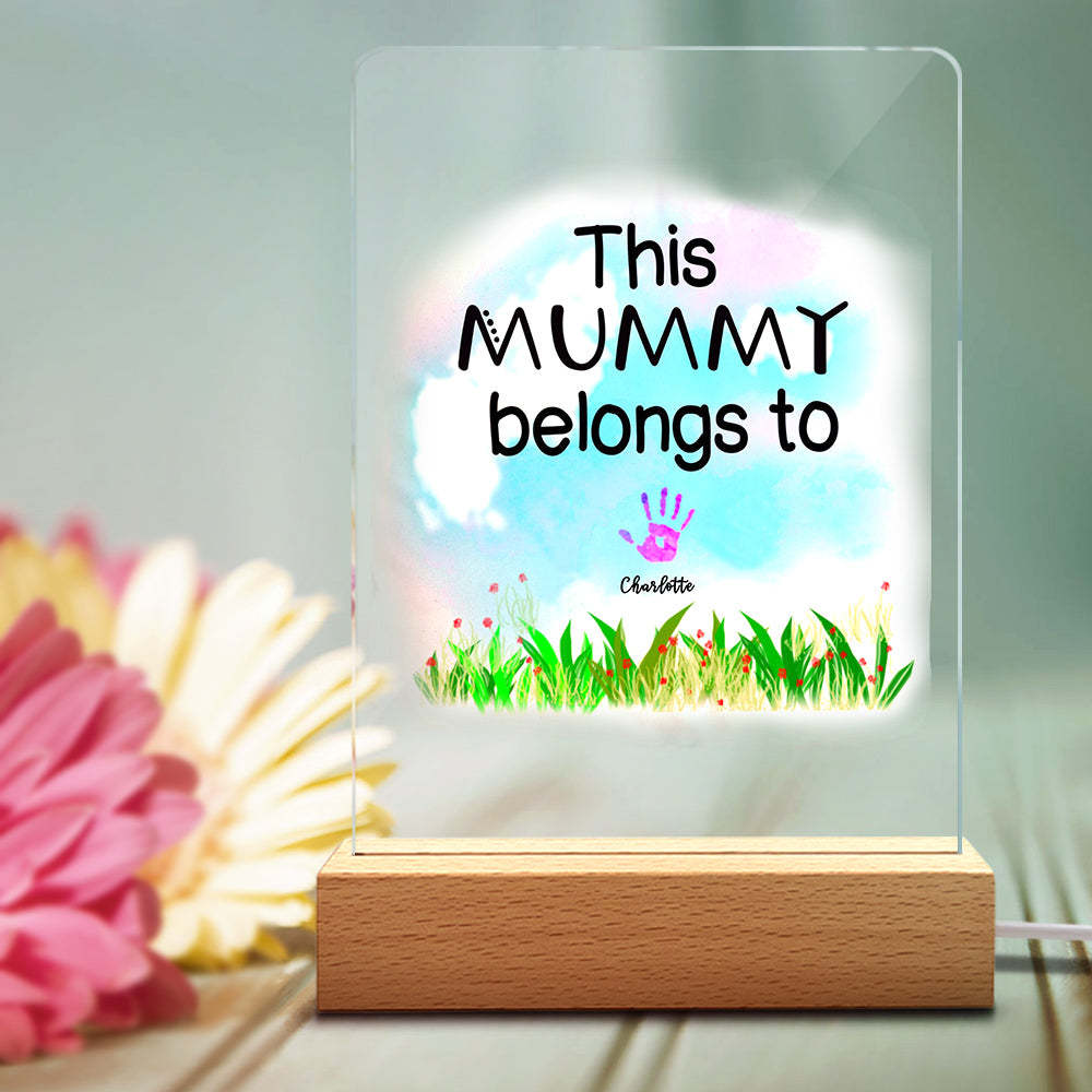 Cadeau Personnalisé De Lampe D'empreinte De Main De Lumière De Nuit De Nom Pour La Mère - soufeelfr