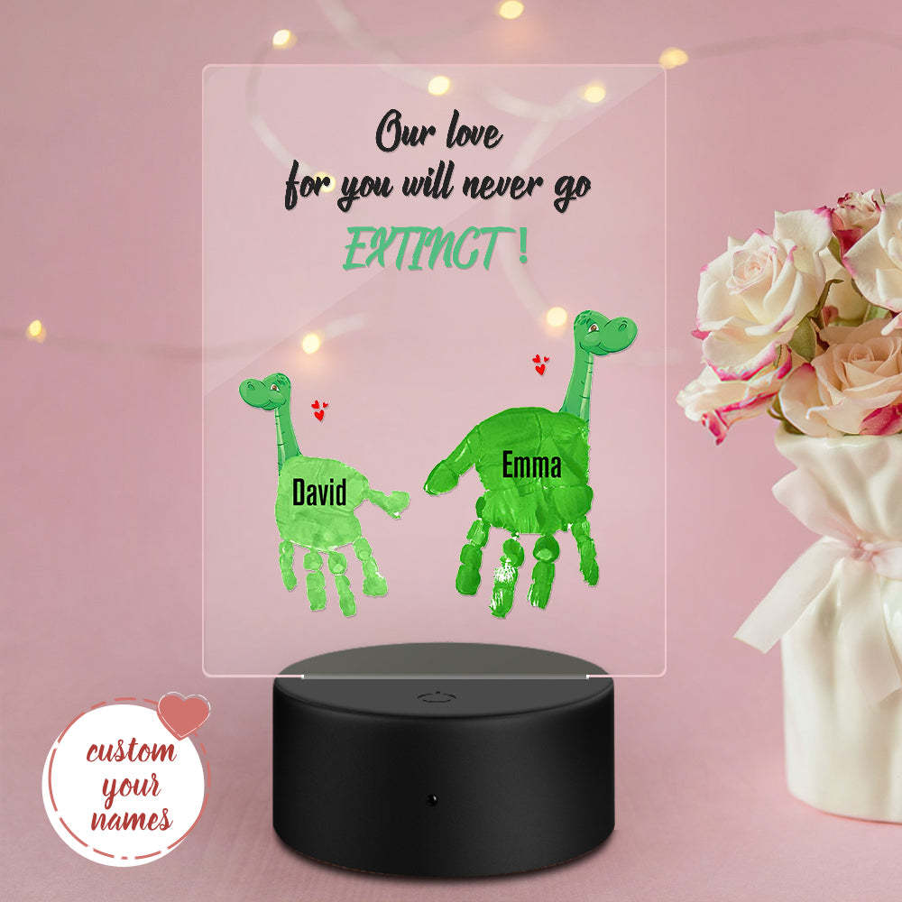 Cadre En Bois De Lumière De Nuit D'empreinte De Main De Noms Faits Sur Commande De Cadeau De Fête Des Mères - soufeelfr