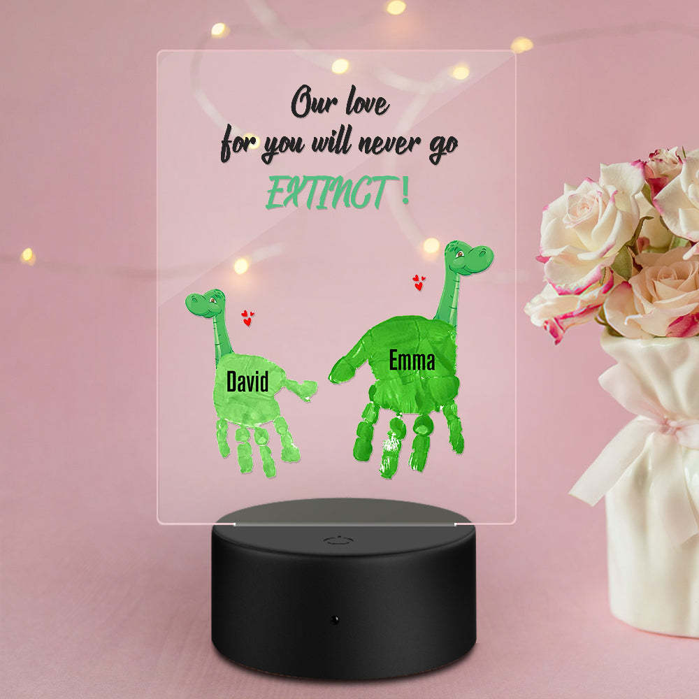 Cadre En Bois De Lumière De Nuit D'empreinte De Main De Noms Faits Sur Commande De Cadeau De Fête Des Mères - soufeelfr
