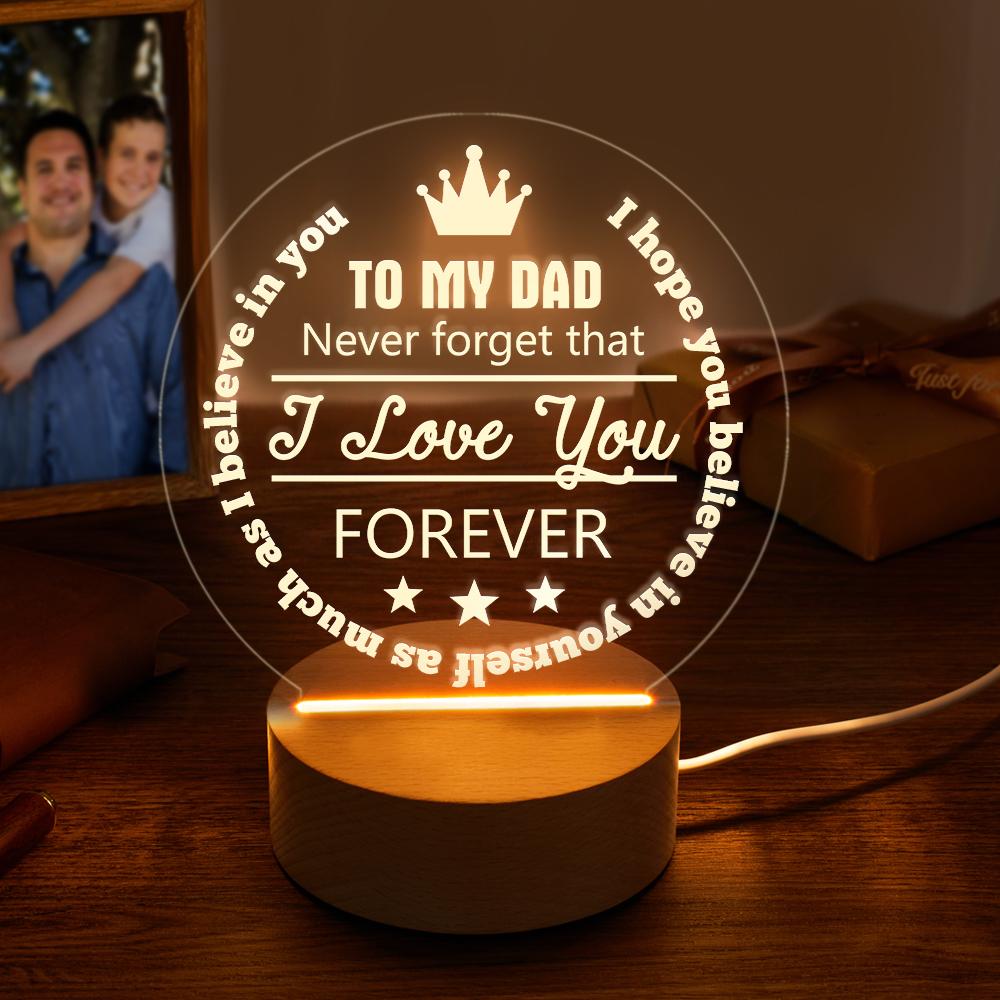 Lampe En Bois Personnalisée Never Forget My Dad Night Light - soufeelfr