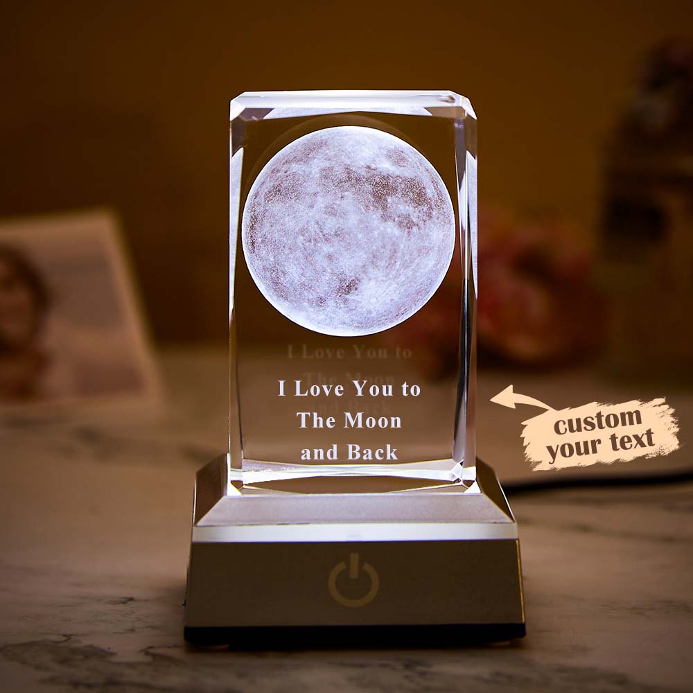 Lampe Gravée Personnalisée 3d Lune Cristal Led Cadeau De Lumière Colorée Pour Maman - soufeelfr