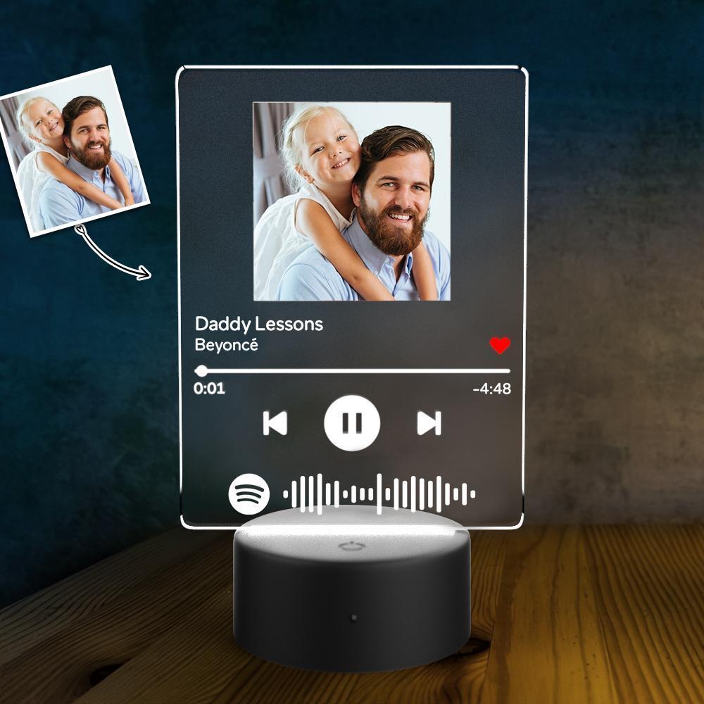 Cadeau Fête Des Pères Spotify Led Lampe Photo Personnalisée Lampe Veilleuse Musique Chanson Plaque 7 Couleurs