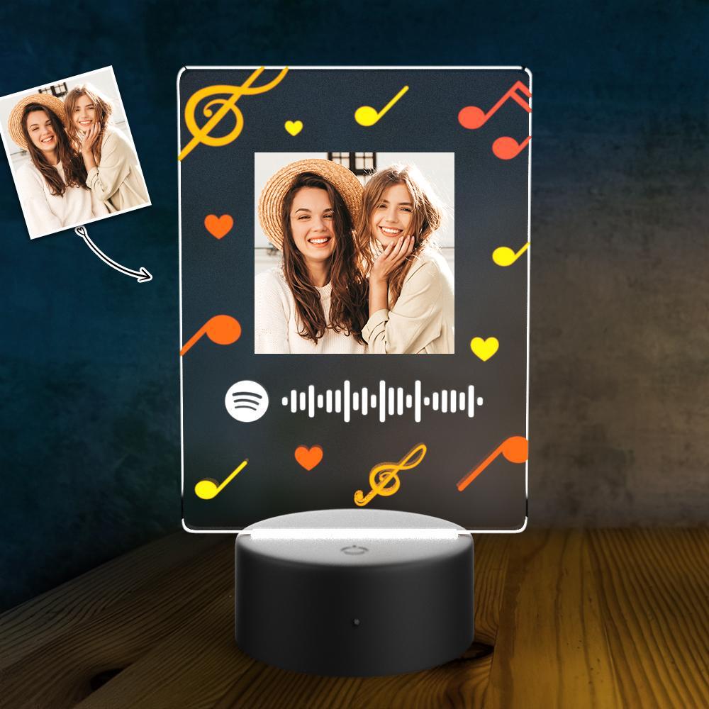 Lampe Led Spotify Personnalisée Lampe Veilleuse Photo Personnalisée Pour Amis Musique Chanson Plaque 7 Couleurs