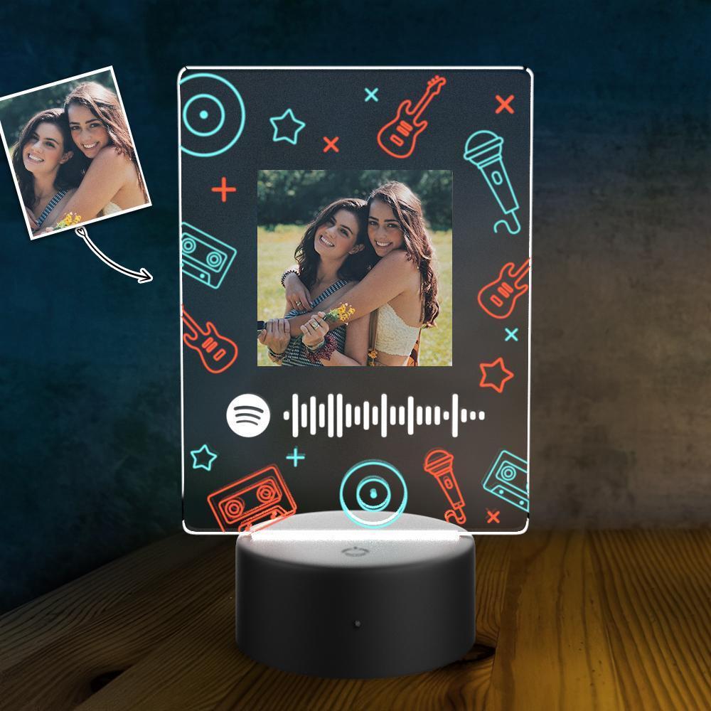 Lampe Led Spotify Personnalisée Lampe Veilleuse Photo Personnalisée Pour Amis Musique Chanson Plaque 7 Couleurs