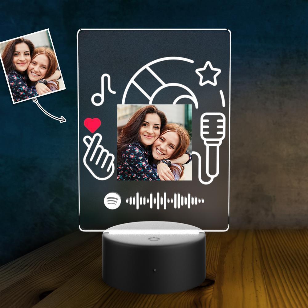 Lampe Led Spotify Personnalisée Lampe Veilleuse Photo Personnalisée Pour Amis Musique Chanson Plaque 7 Couleurs