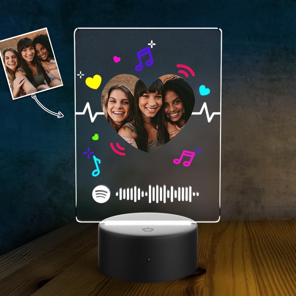 Lampe Led Spotify Personnalisée Lampe Veilleuse Photo Personnalisée Pour Amis Musique Chanson Plaque 7 Couleurs
