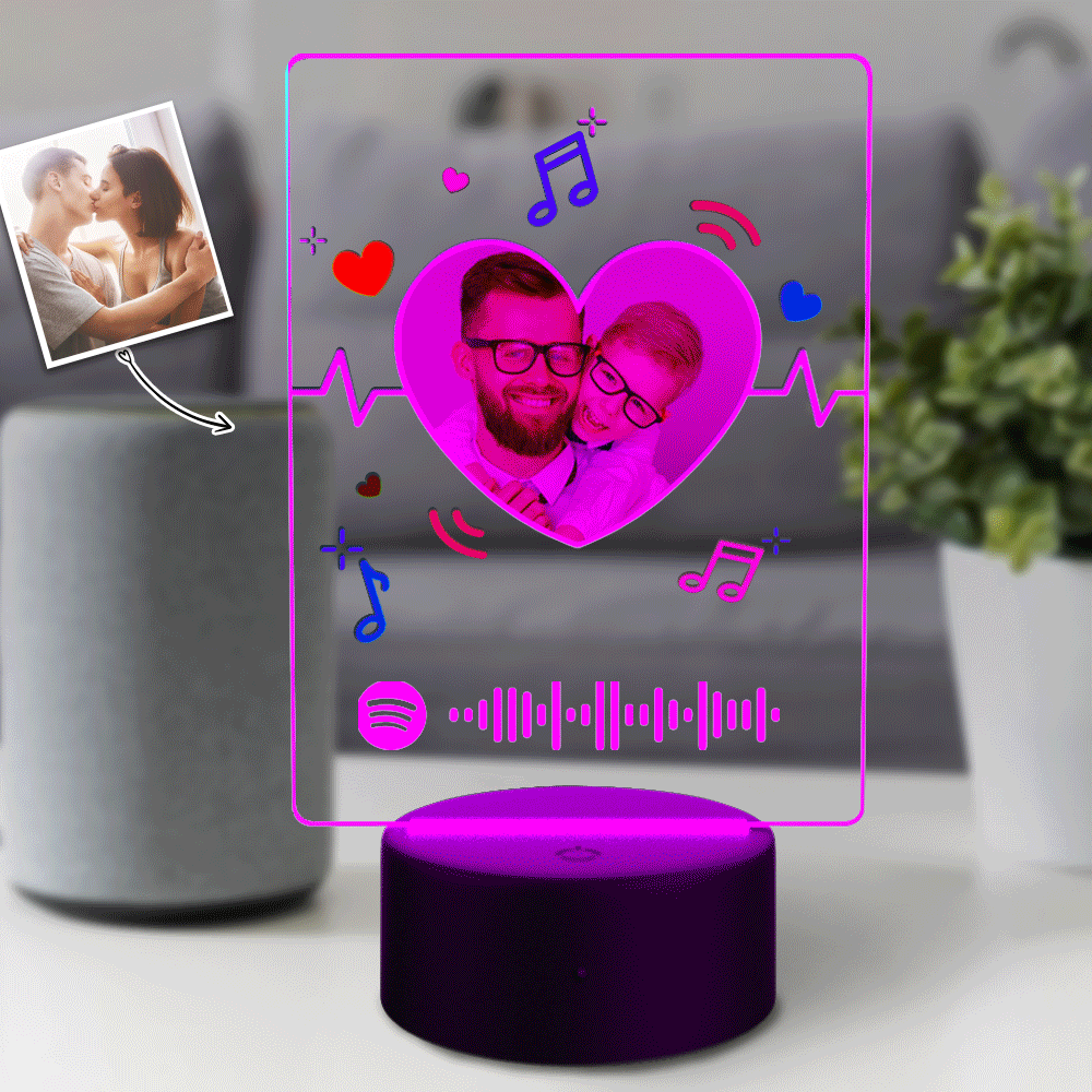 Cadeau De Fête Des Pères Spotify Led Light Lamp Custom Night Light Musique Chanson Plaque 7 Couleurs