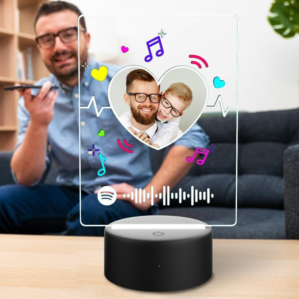 Cadeau Fête Des Pères Spotify Led Lampe Photo Personnalisée Lampe Veilleuse Musique Chanson Plaque 7 Couleurs