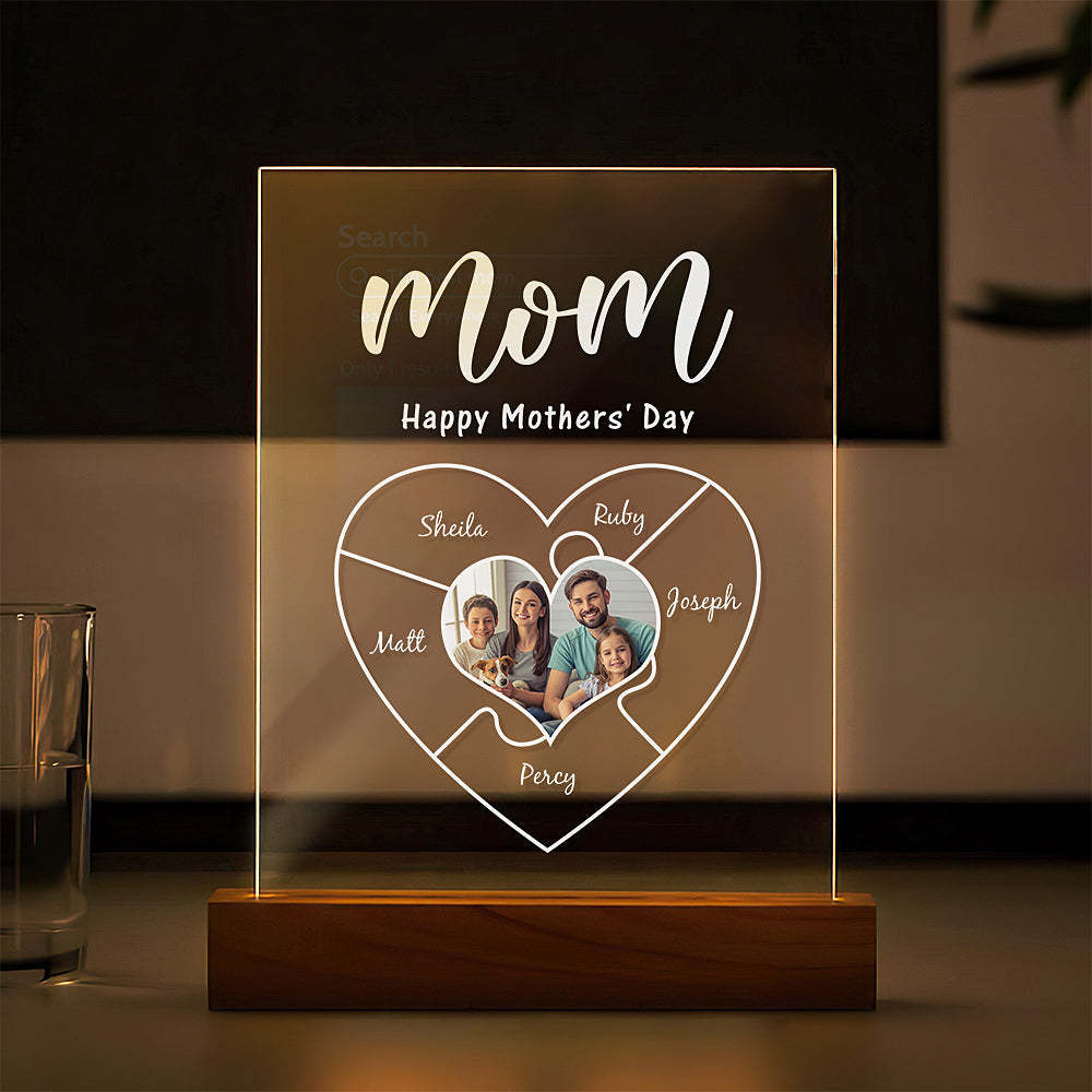 Plaque De Nom Gravée Pour La Fête Des Mères Porte-clés Photo Personnalisé Meilleur Cadeau De Lampe Veilleuse Pour Maman - soufeelfr