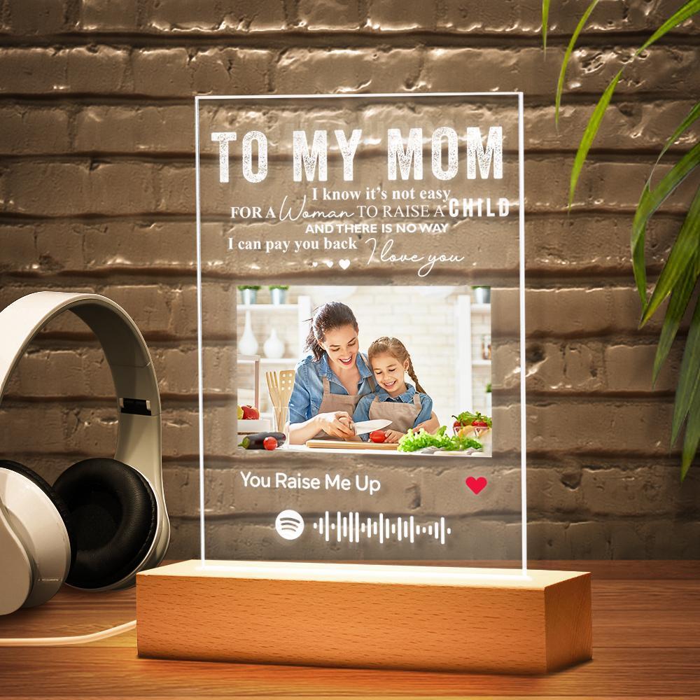 Plaque De Verre Personnalisée Spotify Light Night Meilleur Cadeau Pour Maman