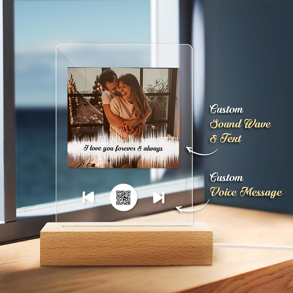 Impression De Message Vocal Personnel Personnalisé Soundwave Art Print Night Light(5.9in X 7.7in)