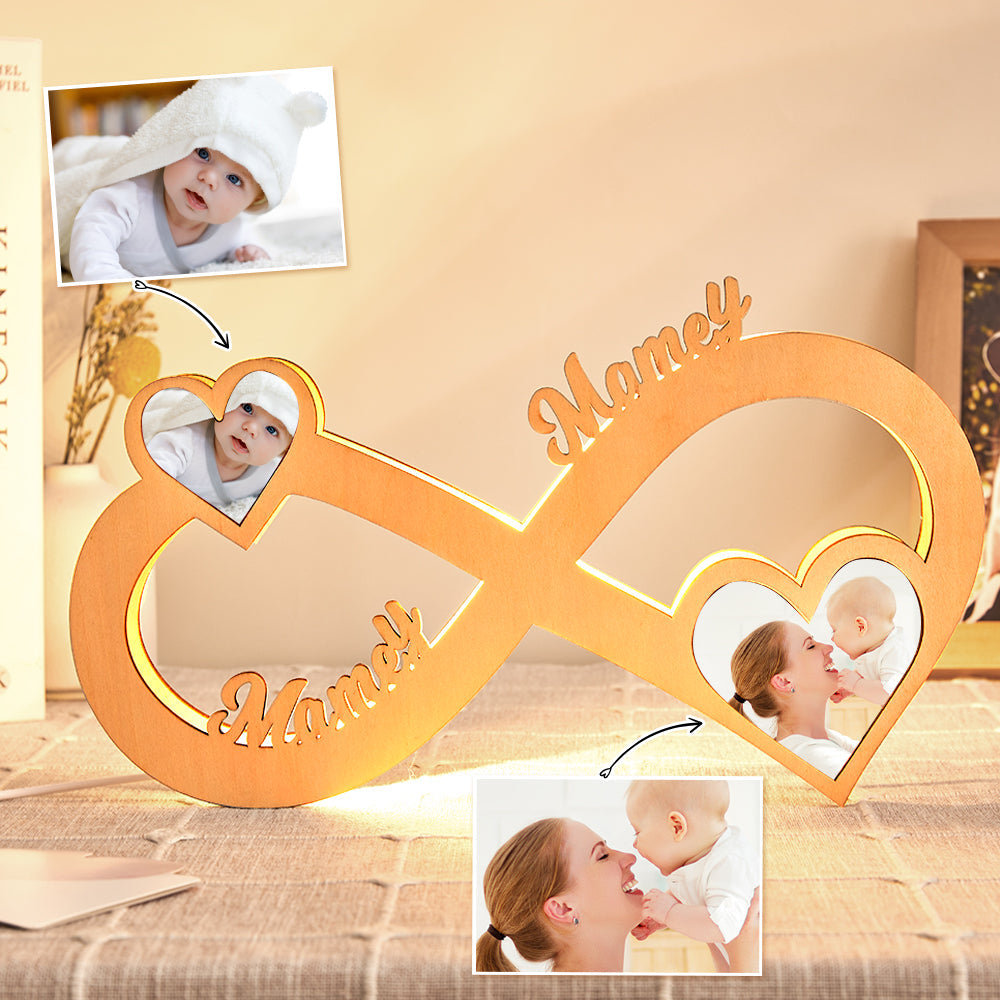 Cadeau D'anniversaire De Lumière De Nuit En Bois D'infini De Lampe Gravée Par Photo Faite Sur Commande - soufeelfr