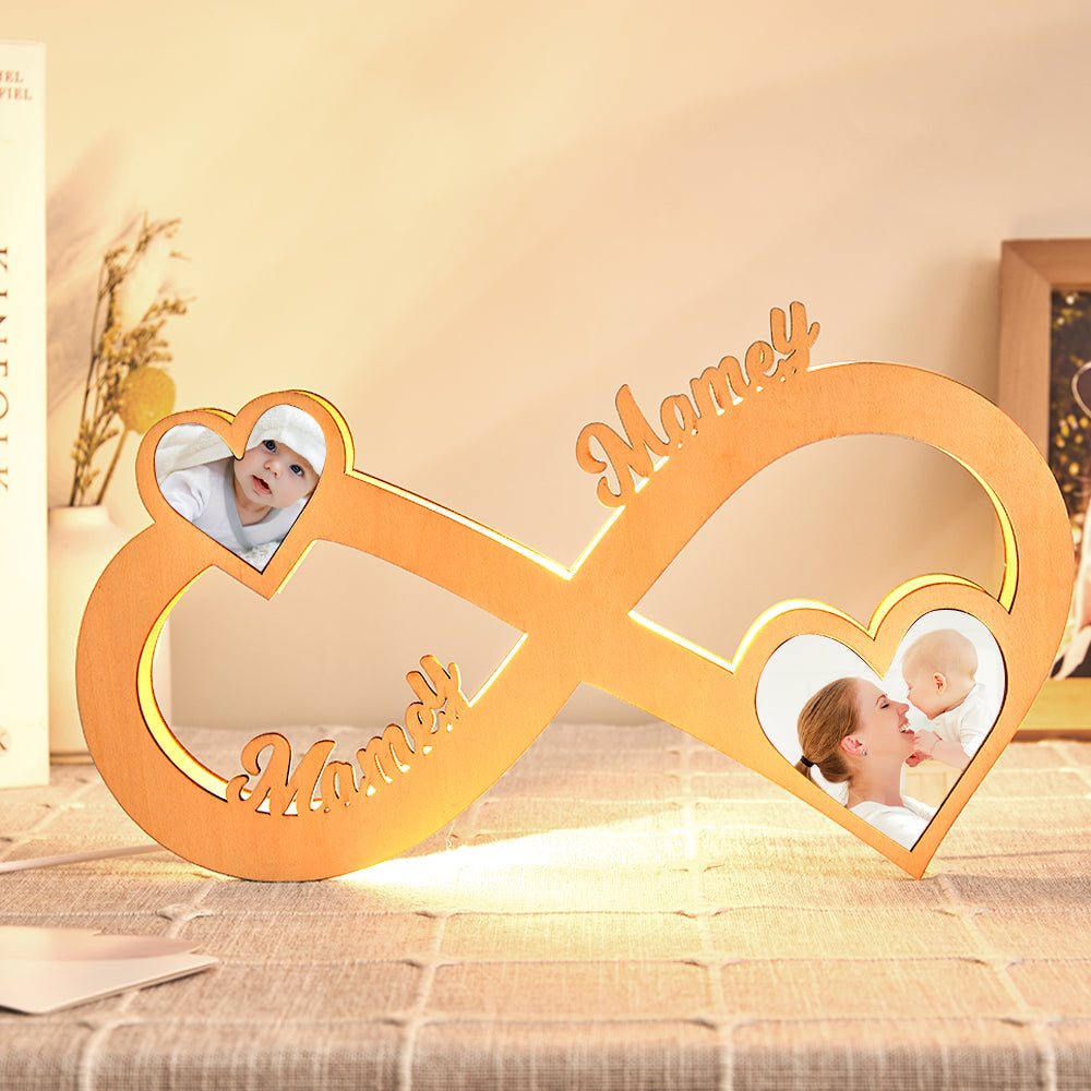 Cadeau D'anniversaire De Lumière De Nuit En Bois D'infini De Lampe Gravée Par Photo Faite Sur Commande - soufeelfr