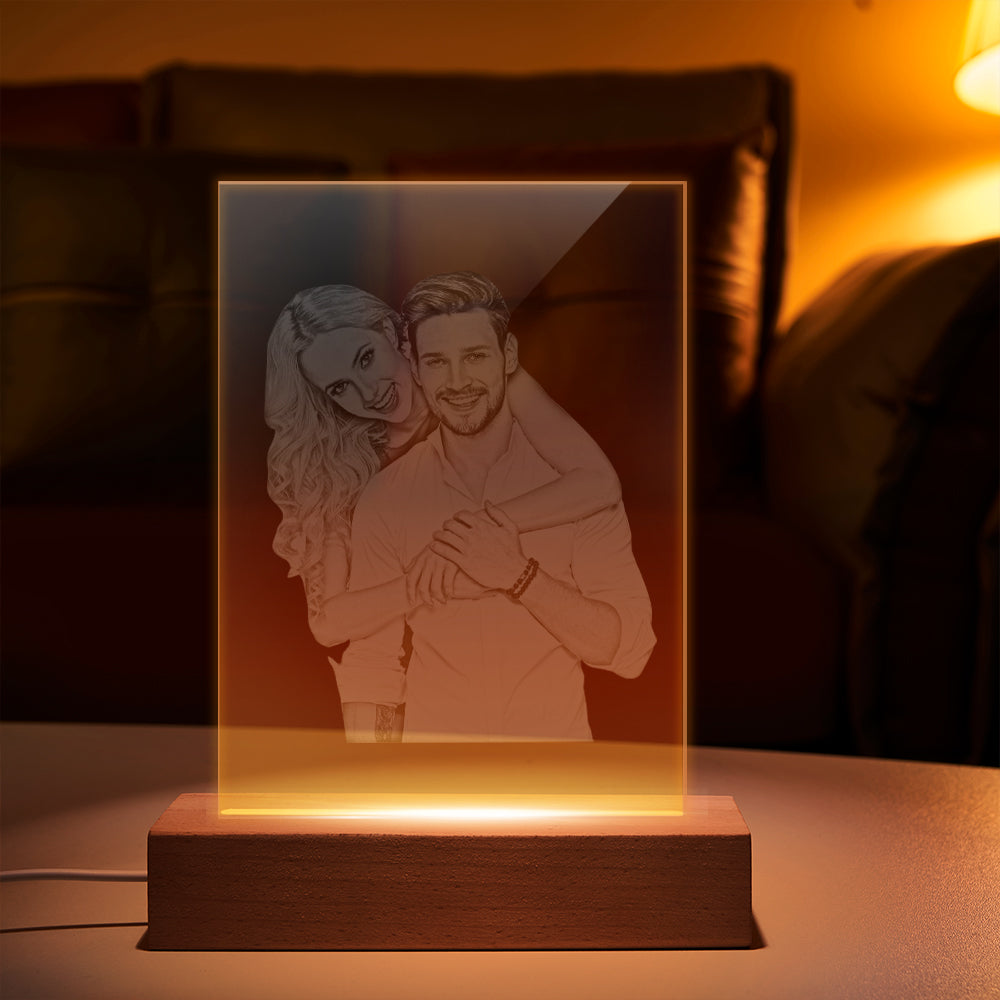 Lampe Photo Personnalisée Lampe De Nuit Led En Verre Personnalisée Pour Cadeau De Mariage - soufeelfr
