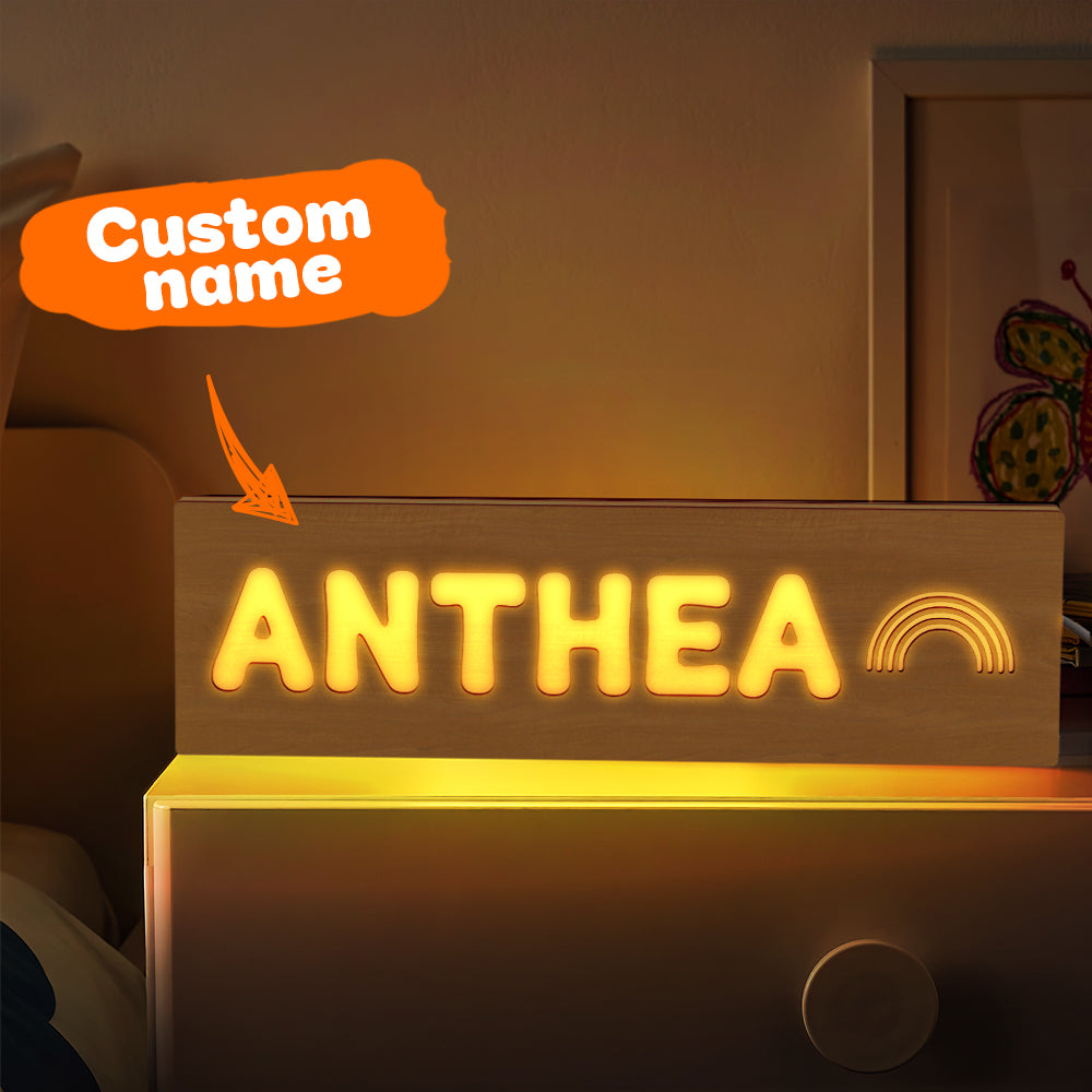 Personnalisé Bébé Nom Lumière Personnalisé Enfants Lampe Nouveau Bébé Cadeau Bois Bébé Enfant Veilleuse Premier Anniversaire - soufeelfr