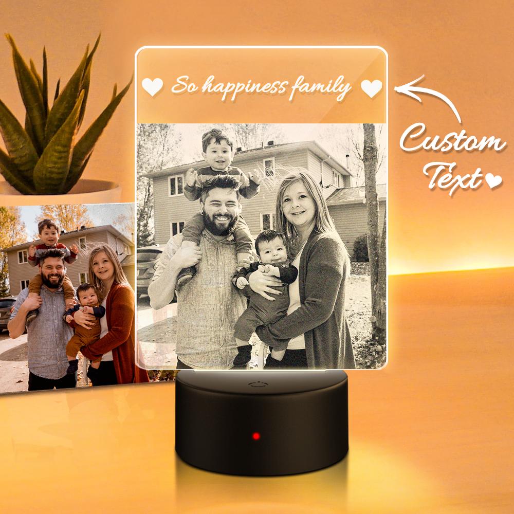 Cadeau Personnalisé Famille Photo Personnalisée Nom Lampe Veilleuse - soufeelfr
