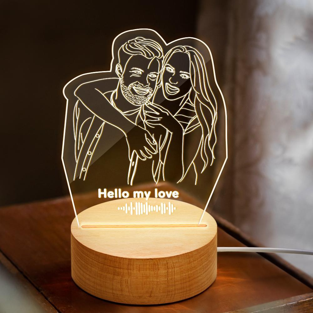 Scannable Music Code 3d Line Art Photo Lamp Custom Music Lamp Meilleur Cadeau Pour Elle - soufeelfr