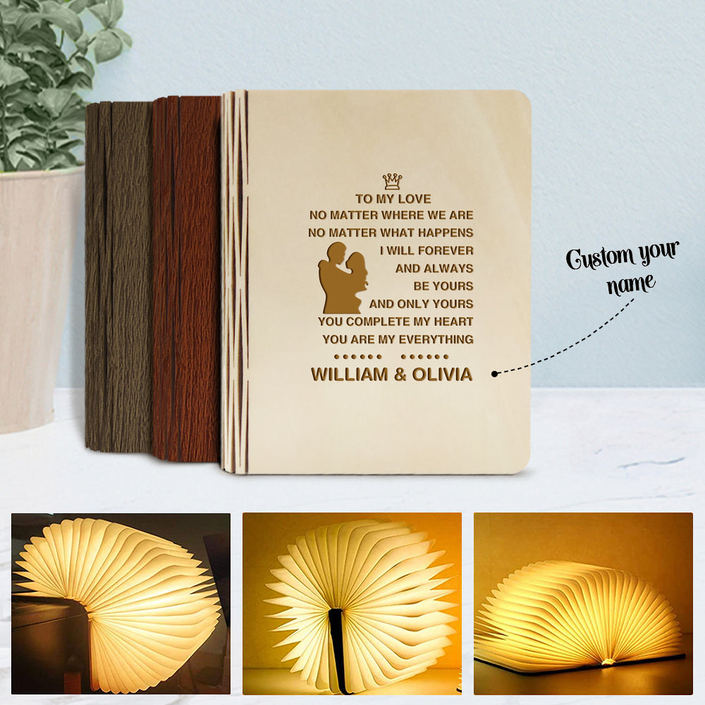 Lampe De Livre En Bois Personnalisée Couple Personnalisé 5 Couleurs Lampe De Livre Magnétique Pliante Cadeau De Veilleuse De Bureau - soufeelfr