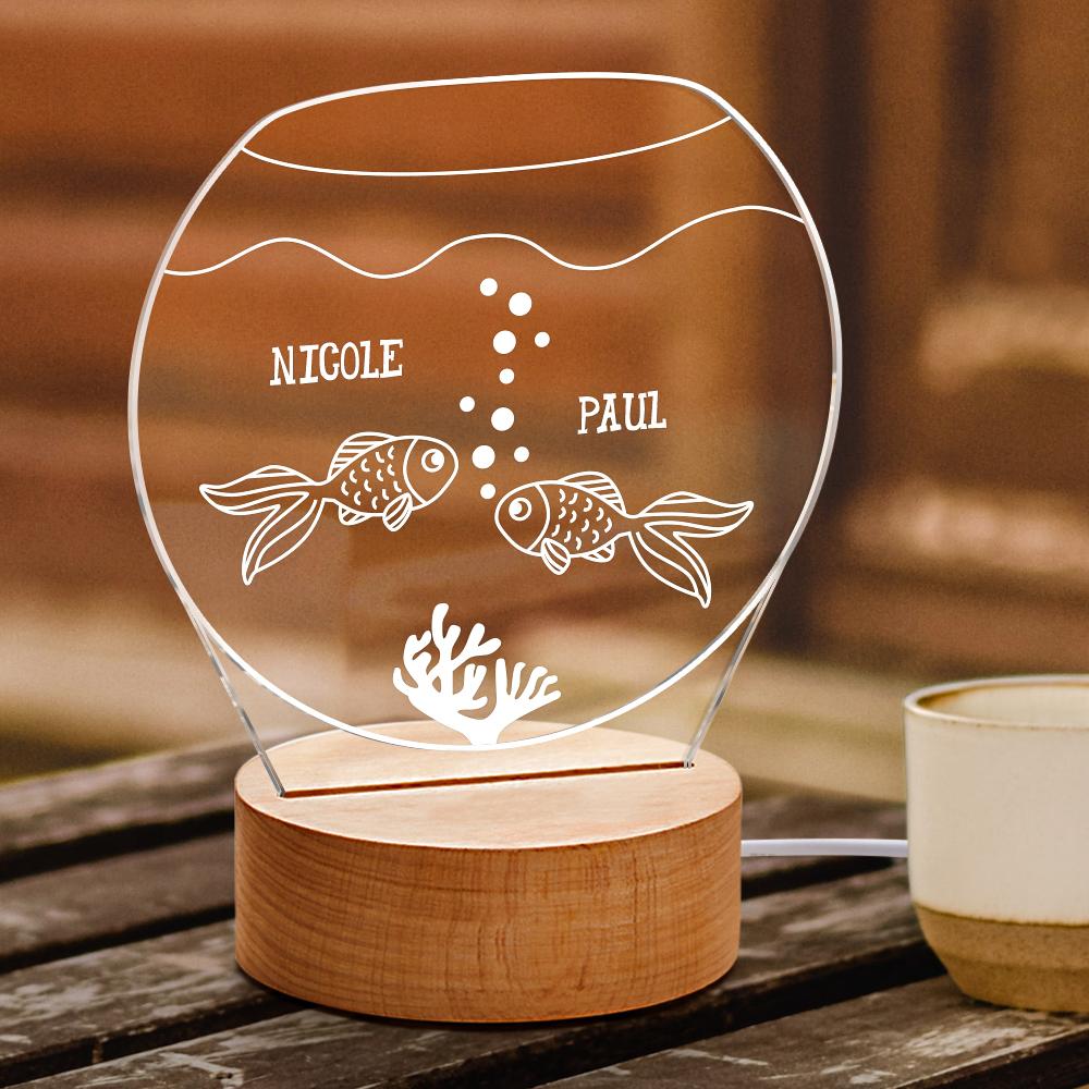 Poissons Conçus Led Veilleuses Poisson Lampe 3d Personnalisé Lampe Led Cadeau Personnalisé Pour Lui - soufeelfr