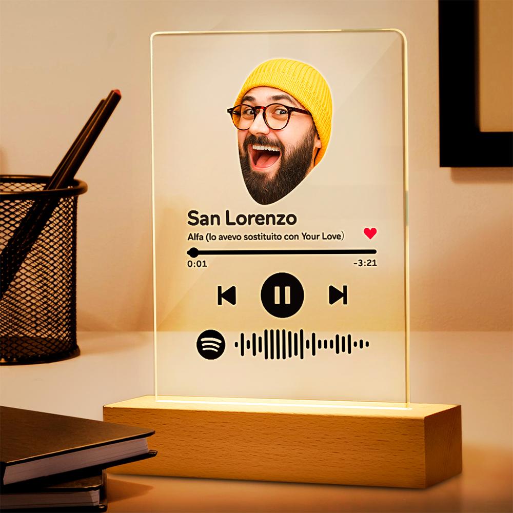 Spotify Visage Personnalisé Titre De La Chanson Nom De L'artiste Blague Clair Acrylique Musique Plaque Lampe - soufeelfr