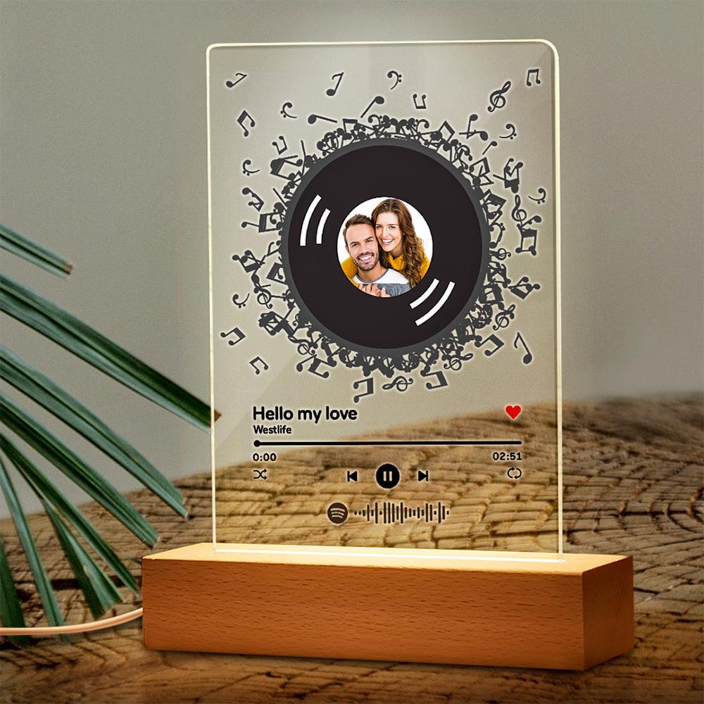 Photo Personnalisée Et Titre De La Chanson Code Spotify Acrylique Musique Veilleuse - soufeelfr