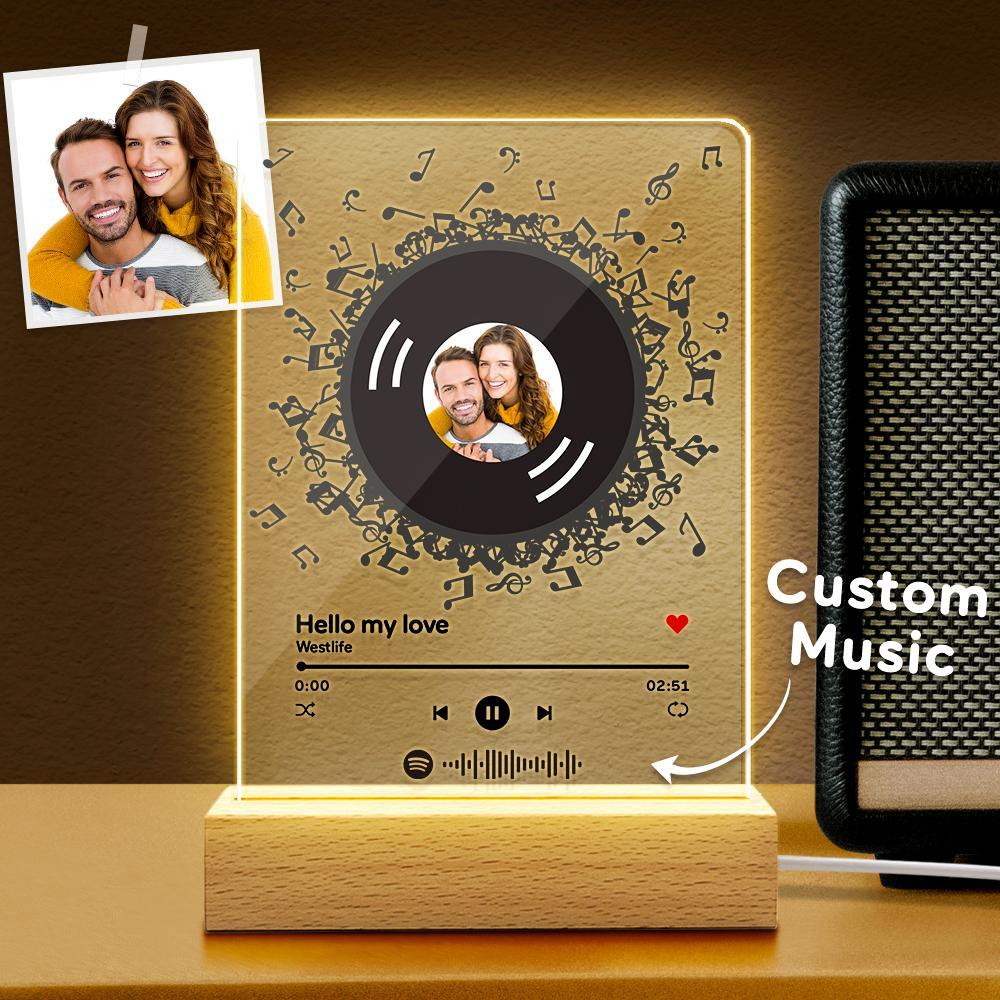 Photo Personnalisée Et Titre De La Chanson Code Spotify Acrylique Musique Veilleuse - soufeelfr