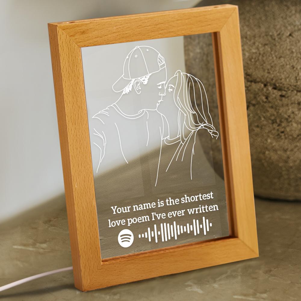 Personnalisé 3d Photo Night Light Spotify Code Musique Led Lampe Personnalisé Texte Gravure Cadre Cadeau Pour Les Amoureux - soufeelfr