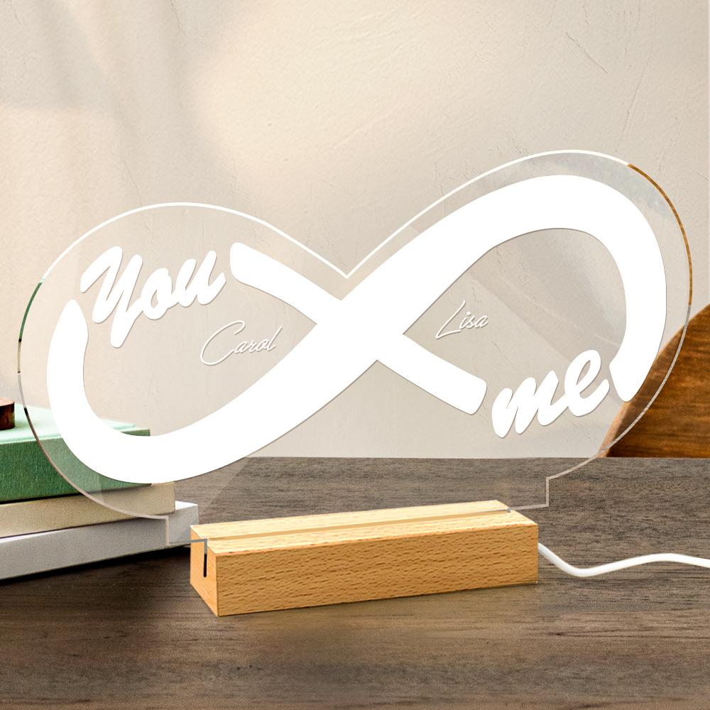 Infinity Led Night Light Personnalisé Enseigne Au Néon Led Lampe Acrylique Night Light Cadeau Pour Couple - soufeelfr