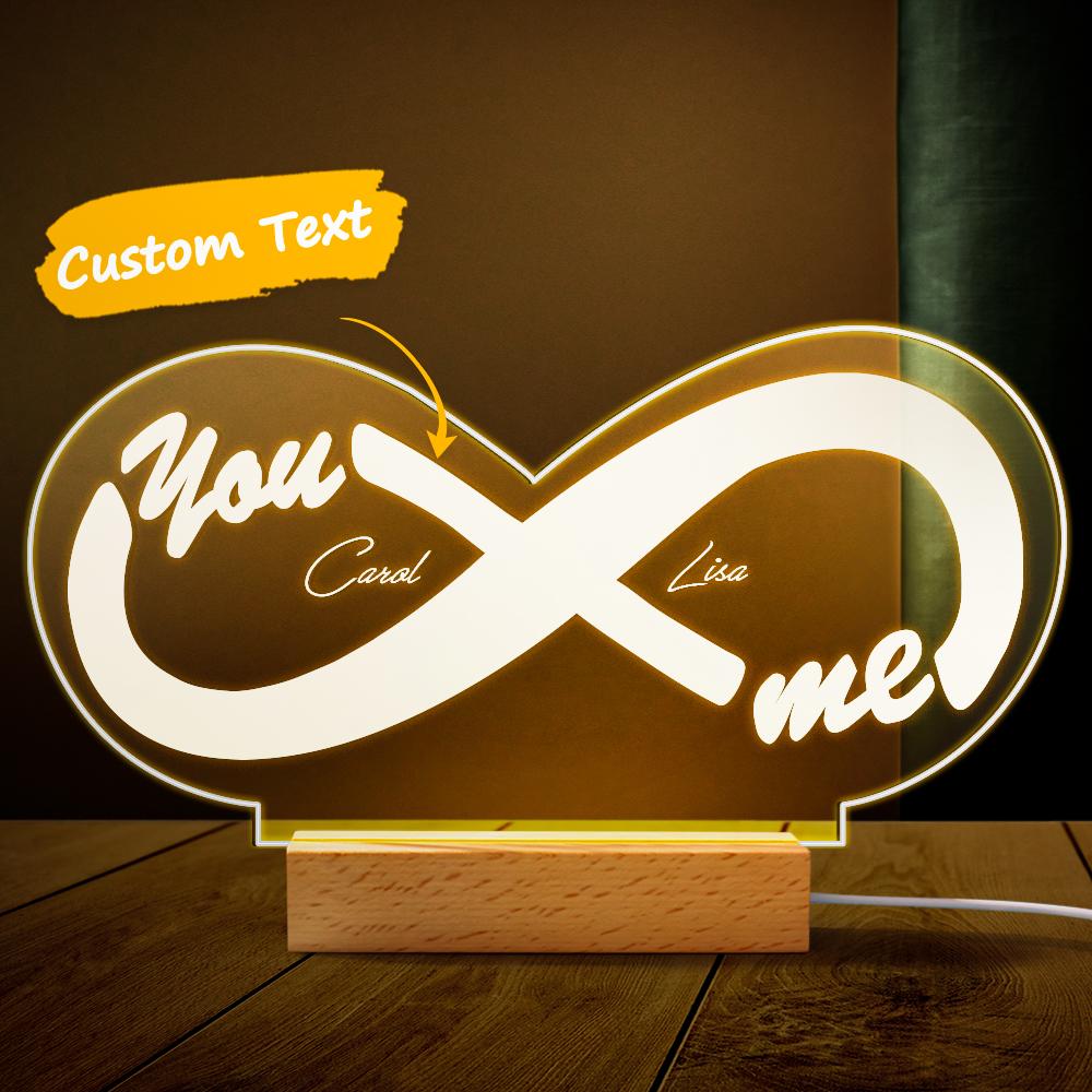 Infinity Led Night Light Personnalisé Enseigne Au Néon Led Lampe Acrylique Night Light Cadeau Pour Couple - soufeelfr
