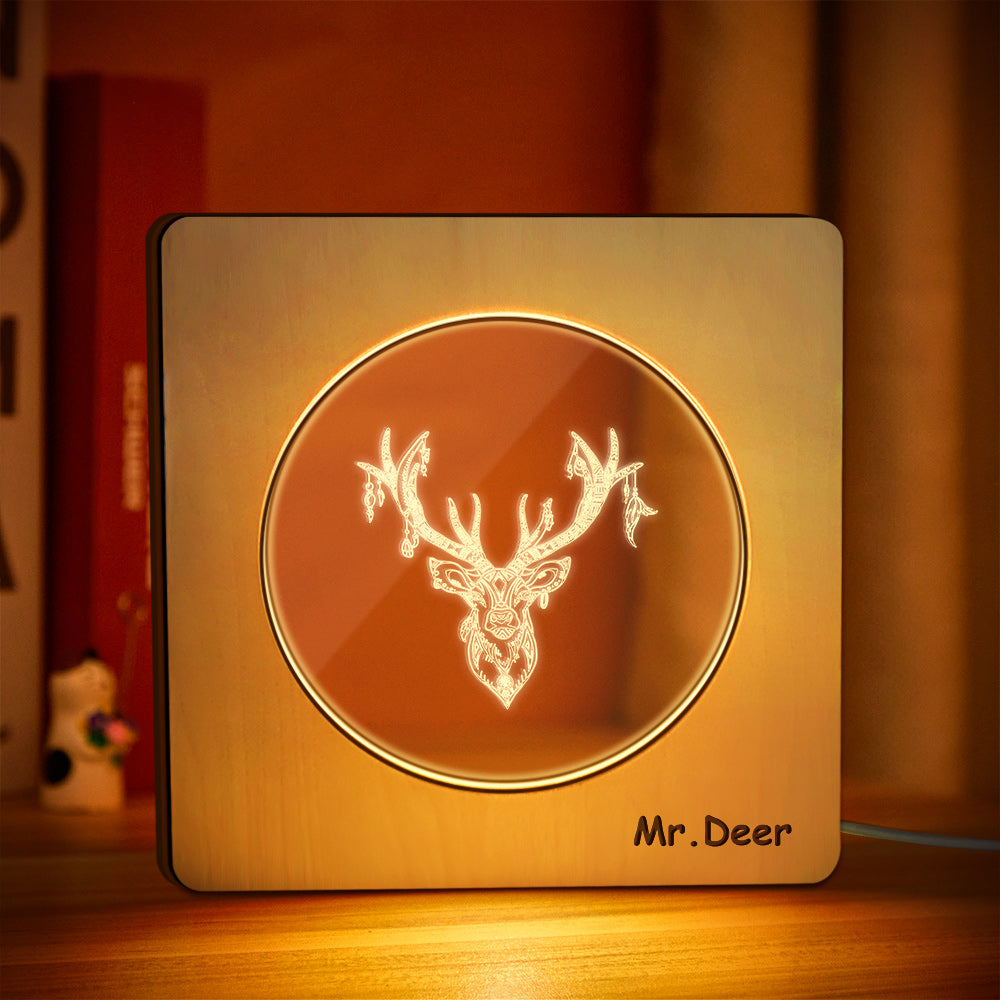 Cadeau De Lampe De Cadre En Bois De Cerf Personnalisé De Veilleuse Gravée Par Coutume - soufeelfr