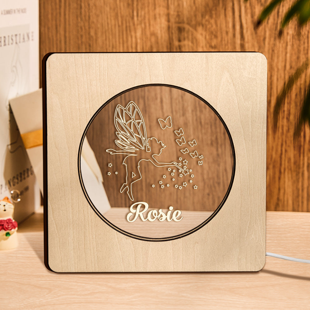 Cadeau Personnalisé De Lampe De Cadre En Bois De Fée De Nom Gravé Personnalisé - soufeelfr