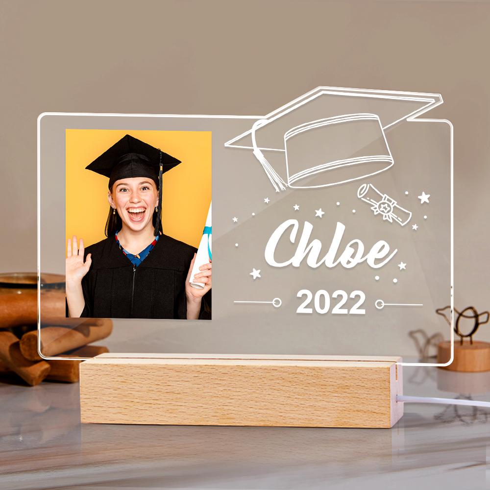 Cadeaux D'obtention Du Diplôme Personnalisés Photo Personnalisée Veilleuse 3d Illusion Lampe De Nuit Casquette D'obtention Du Diplôme Lampe À Led Grad College Cadeaux - soufeelfr