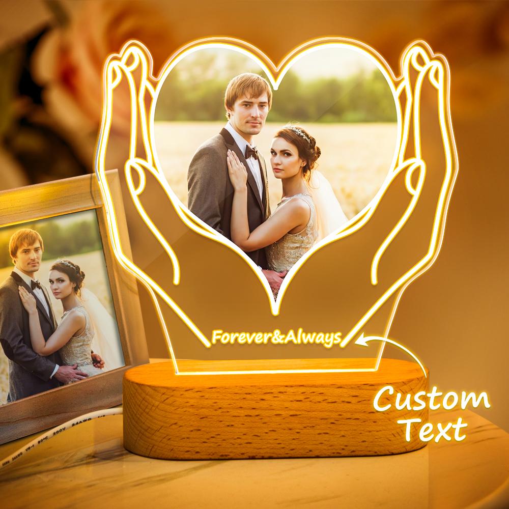 Cadeaux Personnalisés Avec Photos Veilleuse Personnalisée Décoration D'intérieur Mettez L'amour Dans La Paume De Votre Main - soufeelfr