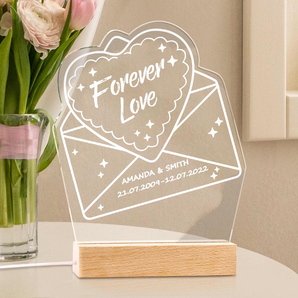 Cadeaux Personnalisés Couples Cadeau Unique Toujours Et Pour Toujours Cadeau Lampe Led 3d Pour Mari Lampe Personnalisée Lumières Led - soufeelfr