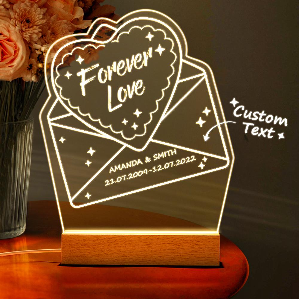 Cadeaux Personnalisés Couples Cadeau Unique Toujours Et Pour Toujours Cadeau Lampe Led 3d Pour Mari Lampe Personnalisée Lumières Led - soufeelfr
