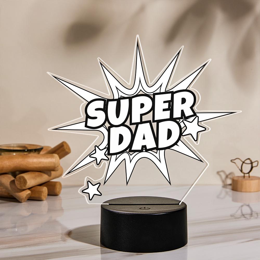 Lampe Photo 3d Personnalisée Led Cadeau Veilleuse Coloré Super Papa Personnalisé Pour Papa - soufeelfr