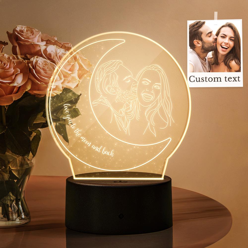 Lampe Photo 3d Personnalisée Led Cadeau Personnalisé De Couple De Veilleuse Colorée De Lune - soufeelfr