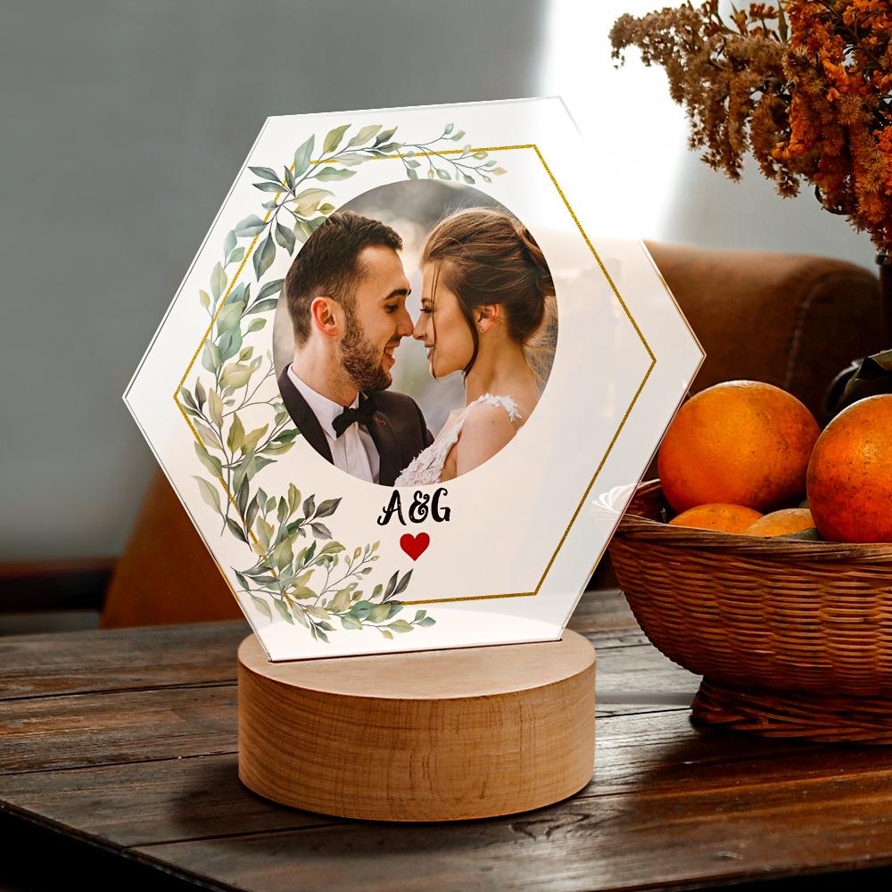 Veilleuse Acrylique Personnalisée Photo Lampe De Chevet Décoration Couple Cadeau - soufeelfr