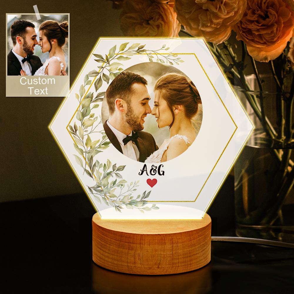Veilleuse Acrylique Personnalisée Photo Lampe De Chevet Décoration Couple Cadeau - soufeelfr