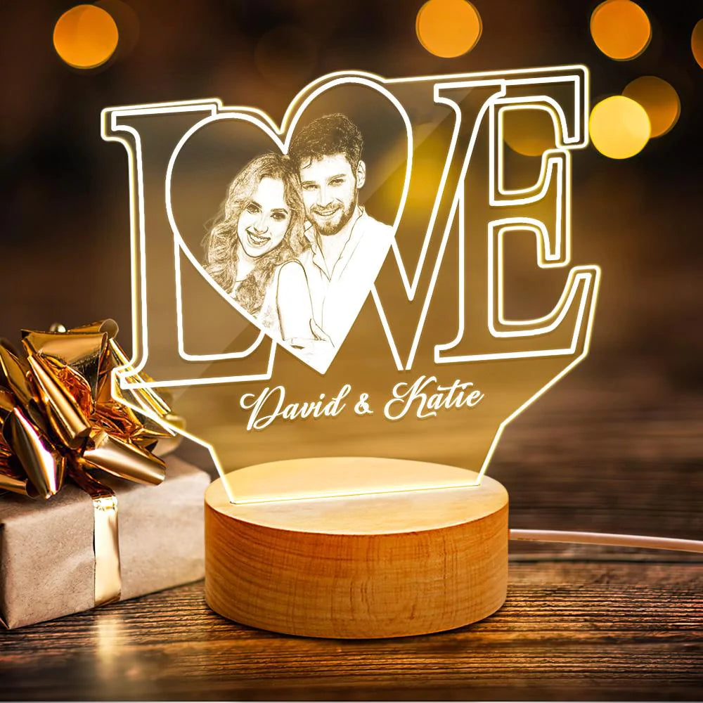 Veilleuse 3d Love Avec Texte Et Photo Cadeau Spécial Pour Les Couples - soufeelfr