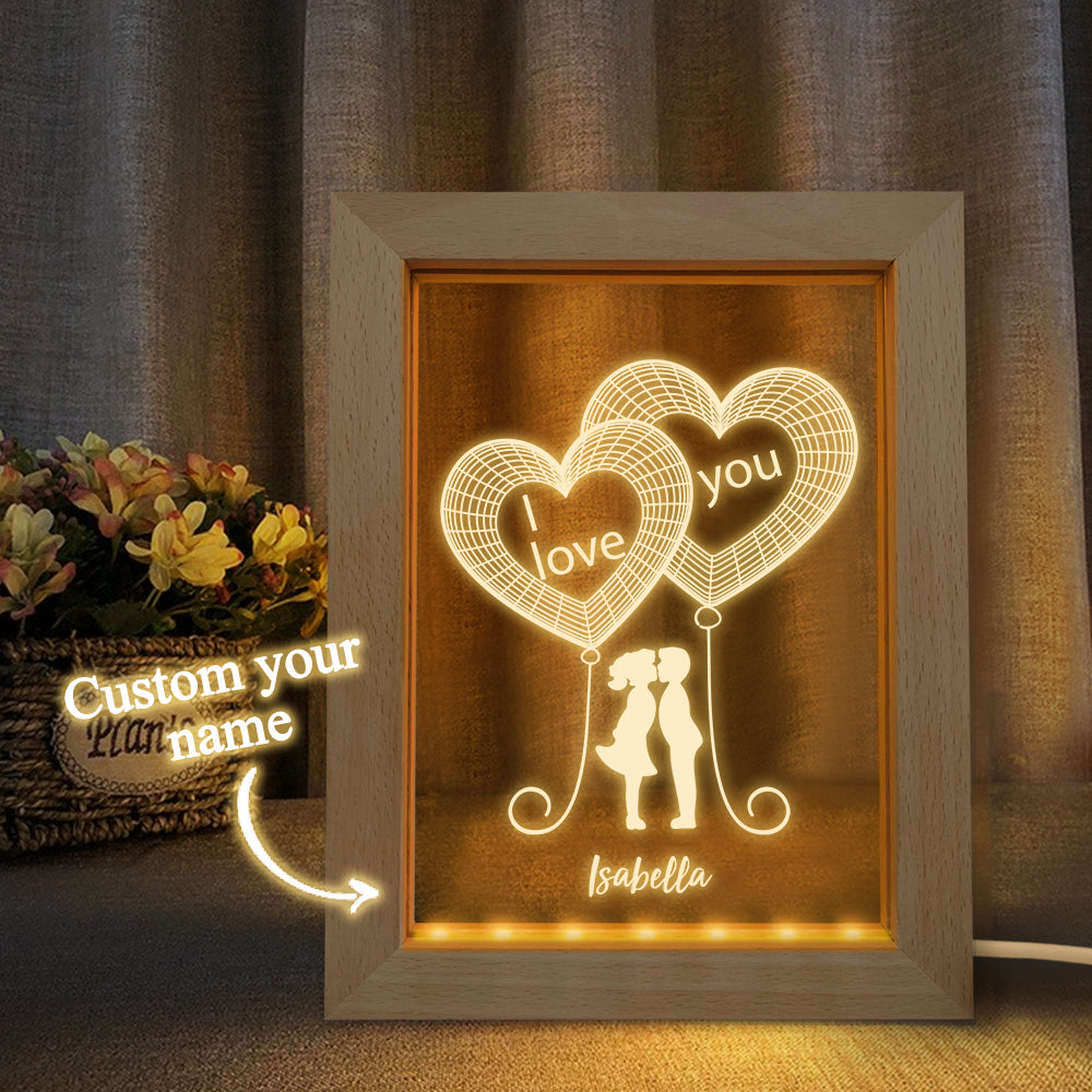 Lumière De Cadre En Bois Personnalisée Cadeau De Veilleuse De Couple 3d Personnalisé - soufeelfr