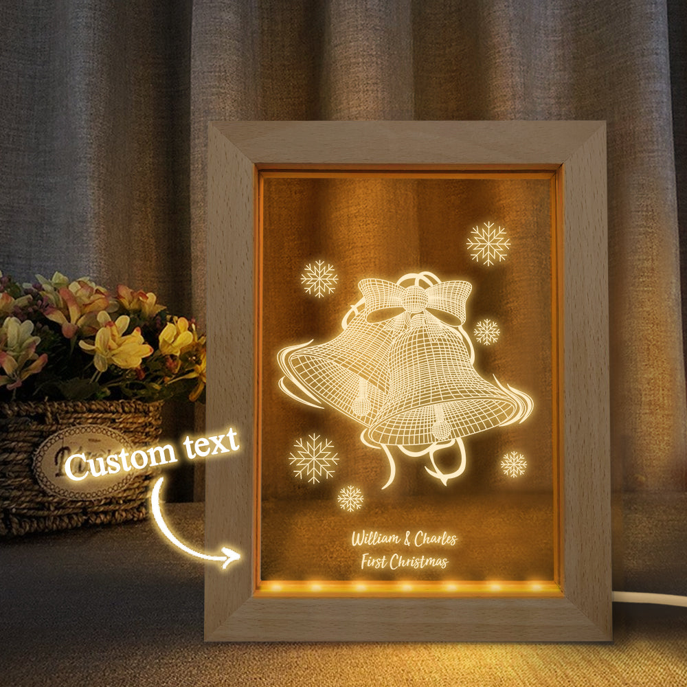 Veilleuse De Noël Personnalisée Cadeau De Lampe De Cadre En Bois De Cloche De Noël 3d Personnalisé - soufeelfr