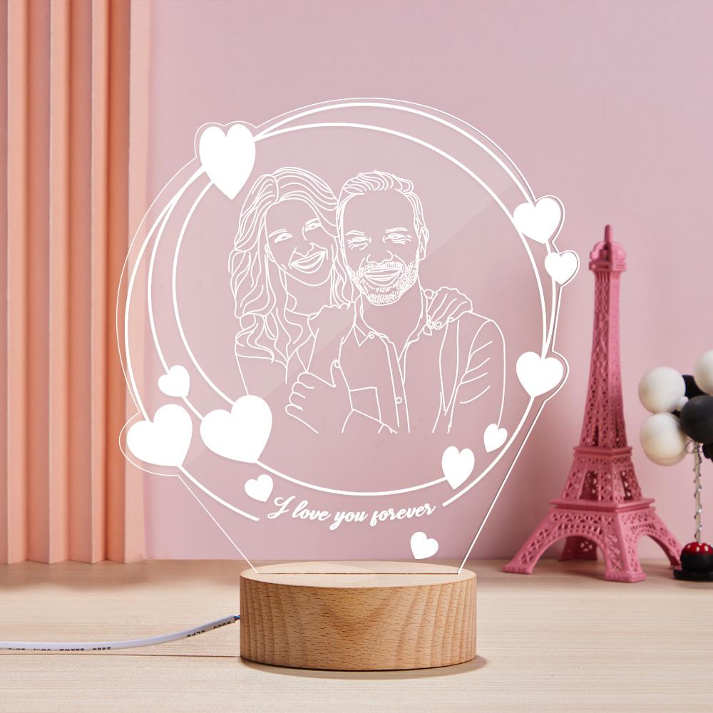 Cadeau De Lampe De Nuit Led 3d Personnalisé Pour Couple Avec Photo Et Texte Veilleuses De Foyer Romantique Personnalisées - soufeelfr