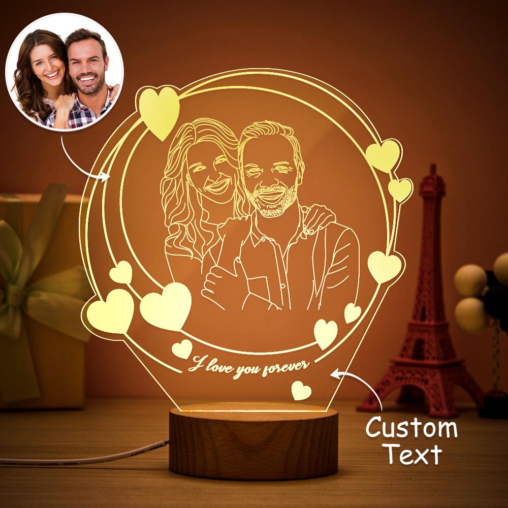 Cadeau De Lampe De Nuit Led 3d Personnalisé Pour Couple Avec Photo Et Texte Veilleuses De Foyer Romantique Personnalisées - soufeelfr