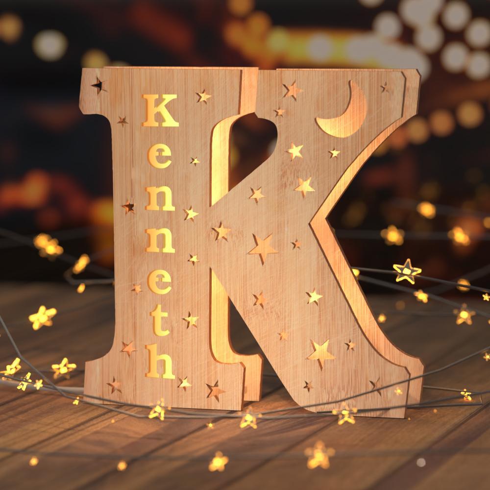 Cadeaux Commémoratifs De Nom De Maison De Lettre De Lampe Veilleuse Gravée Sur Mesure