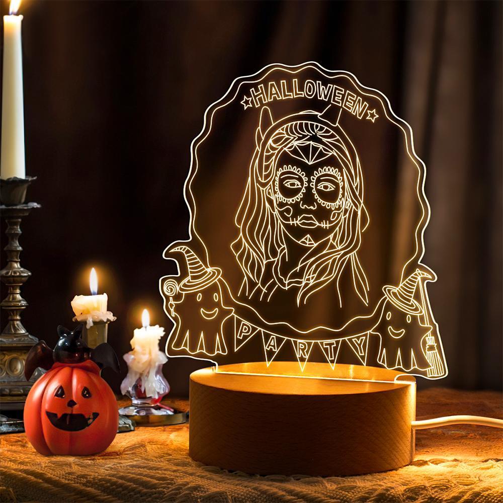 Photo 3d Personnalisée Halloween Led Lampe Veilleuse Lampe D'halloween Personnalisée Décor Cadeau Pour Halloween